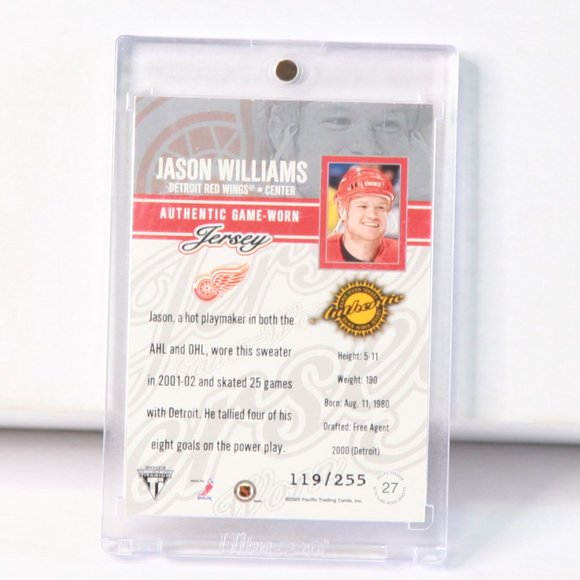 Jason Williams Titanium Authentic Game-Worn Jersey **PATCH** Hockey Card 119/255 - Picture 2 of 2